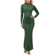 thumbnail image 1 of XIYON Dress For Women Elegant Casual Bodycon Midi Dress With Stand Collar Long Sleeves And Waist Tucking Ruffle Details For Daily Wear Outfit Fashion, 1 of 5