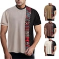 thumbnail image 1 of XIYON Father's Day Men's T Shirt Short Sleeve Round Neck Color Block Summer Loose Fit Fashion Tee Top For Casual Daily Wear,Black,L, 1 of 4