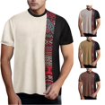 thumbnail image 1 of XIYON Father's Day Men's T Shirt Short Sleeve Round Neck Color Block Summer Loose Fit Fashion Tee Top For Casual Daily Wear,White,XXXL, 1 of 4