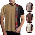 thumbnail image 1 of XIYON Father's Day Men's T Shirt Short Sleeve Round Neck Color Block Summer Loose Fit Fashion Tee Top For Casual Daily Wear,Yellow,XXXXL, 1 of 4