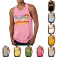 thumbnail image 1 of XIYON Father's Day Men's Tank Top Sleeveless Round Neck Graphic Print Summer Fashion Comfortable Tee Top For Holiday Vacation Beach,Pink,XXL, 1 of 4