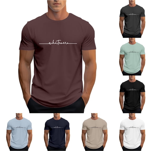 XIYON Father's Day T Shirts for Men Short Sleeve Round Neck Letter Print Summer Breathable Fashion Tee Top For Casual Daily Wear And Outdoor Activities,Brown,XXXXL