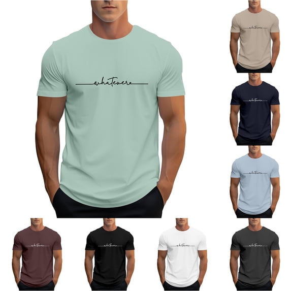 XIYON Father's Day T Shirts for Men Short Sleeve Round Neck Letter Print Summer Breathable Fashion Tee Top For Casual Daily Wear And Outdoor Activities,Light Green,XXXXXL