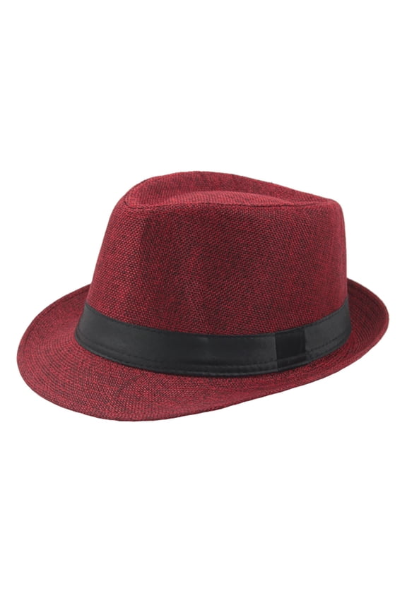 Fedora Hats For Men Breathable Straw Hat Solid Color Jazz Hat Top Hat Outdoor Classics