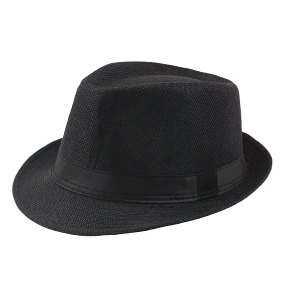 XIYON Fedora Hats For Men Breathable Straw Hat Solid Color Jazz Hat Top Hat Outdoor Fashion