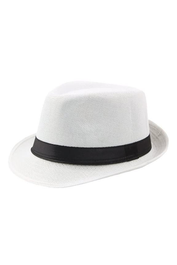 Fedora Hats For Men Breathable Straw Hat Solid Color Jazz Hat Top Hat Outdoor Fashion