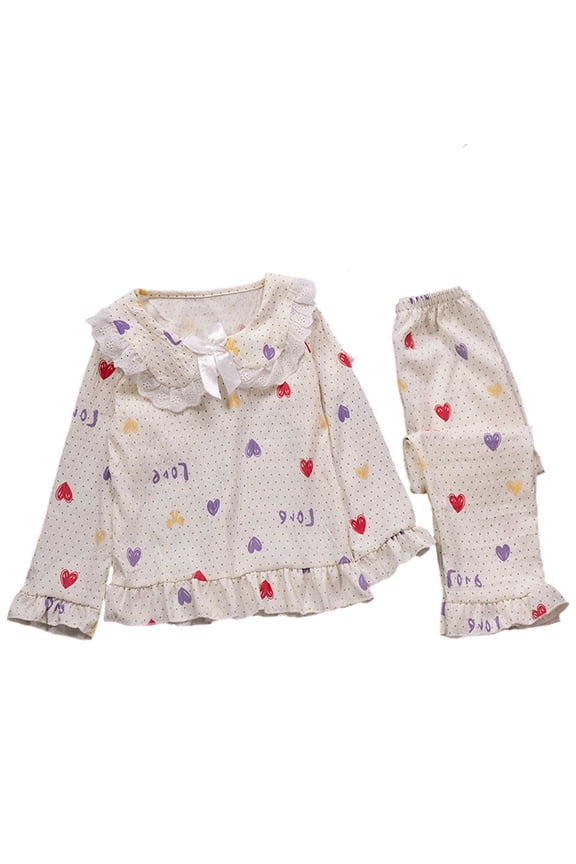 Girls 2 Piece Outfits Long Sleeve Homewear Soft Cloud Cartoon Print Loungewear Home Outfit For Toddlers And Kids Trendy Clothes 4-5 Years