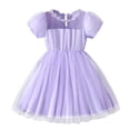 thumbnail image 1 of XIYON Girls 2025 Summer Dresses Trendy Girls Dresses For Everyday Wear Casual Outings Outdoor Adventures Stylish Round Neck Puff Sleeve Dress 5-6 Y, 1 of 5