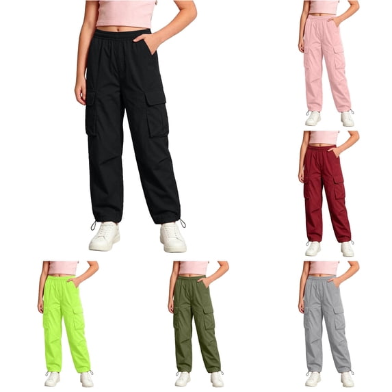 XIYON Girls Cargo Pants Casual Trousers for Outdoor Daily Wear Comfortable Streetwear Pants for Girls 4-5 Years