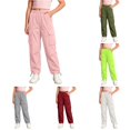 thumbnail image 1 of XIYON Girls Cargo Pants Casual Trousers for Outdoor Daily Wear Comfortable Streetwear Pants for Girls 9-10 Years, 1 of 4