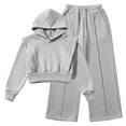 thumbnail image 1 of XIYON Girls Clothing Set Casual Hooded Jacket And Straight Leg Pants Outfit For And Fall Comfortable 2 Piece Loungewear 11-12 Years, 1 of 4