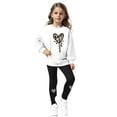 thumbnail image 1 of XIYON Girls Clothing Set Casual Outfit Long Sleeve Hooded Leopard Printed Hearts Graphic Sweatshirt With Fitted Leggings Comfy 2 Piece Playwear For Toddler And Youth 9-10 Years, 1 of 6