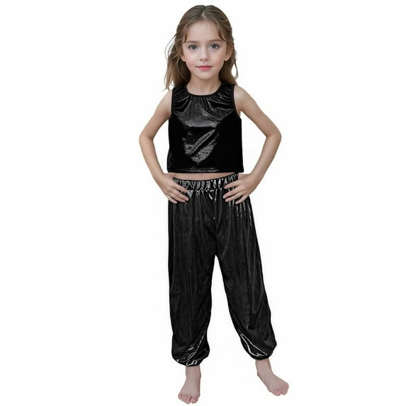 XIYON Girls Clothing Set Solid Color Children's Art Performance Long Pants 5-6 Years