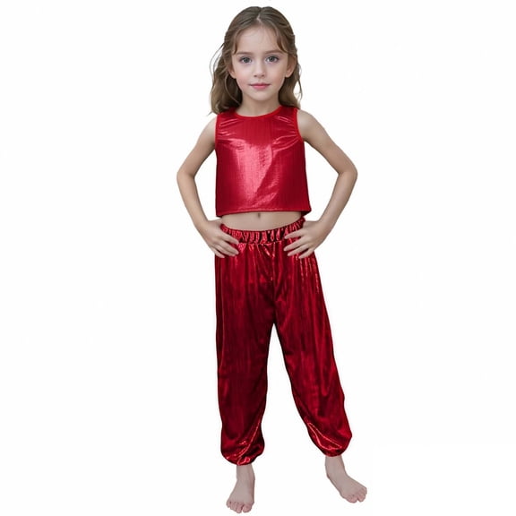 XIYON Girls Clothing Set Solid Color Children's Art Performance Long Pants 6-7 Years