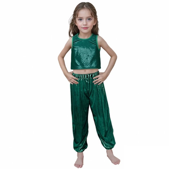 XIYON Girls Clothing Set Solid Color Children's Art Performance Long Pants 7-8 Years