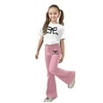 thumbnail image 1 of XIYON Girls Clothing Set Stylish Girls Casual Outfit With Bow Printed And Flared Pants 2 Piece Toddler For Play And Daily Wear 7-8 Years, 1 of 5