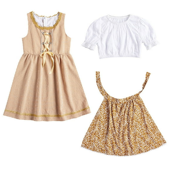 XIYON Girls Clothing Sets Kids Toddler Baby Girls Summer The Oktoberfest Short Sleeve Tops Apron Dress Outfits Clothes 2-3 Years