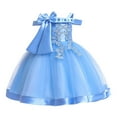 thumbnail image 1 of XIYON Girls Dress Casual Little Girls Off Shoulder Bow Evening Gown Princess Pageant Dress For Birthday Parties & Stage Performances 3-4 Years, 1 of 6