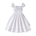 thumbnail image 1 of XIYON Girls Dresses Girls Summer Dress With Ruffles And Smocked Bodice Casual Short Sleeve Party Dress For Kids Outfit Clothes For Kids, 1 of 9