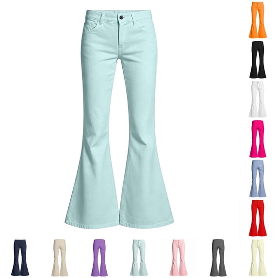 XIYON Girls Flare Pants Casual High Waist Bell Bottoms Kids Solid Color Comfort Trousers Everyday Wear 7-8 Years