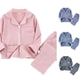 thumbnail image 1 of XIYON Girls Pajamas Set Kids Long Sleeve Button Up Shirt Pants Winter Warm Sleepwear Loungewear For Fall Winter Comfort 4-5 Years, 1 of 3