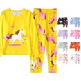 thumbnail image 1 of XIYON Girls Pajamas Set Winter Long Sleeve Sleepwear Top And Pants Comfortable Loungewear For Kids Soft Two Piece Outfit Comfort 3-4 Years, 1 of 5