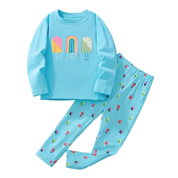 XIYON Girls Pajamas Set Winter Sleepwear Soft Cute Print Long Sleeve Top And Pants Two Piece Loungewear For Fall Winter Comfort 6-7 Years