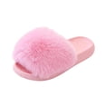 thumbnail image 1 of XIYON Girls Slippers Kids Fuzzy Open Toe House Shoes Warm Winter Slip On Cozy Bedroom Slippers, 1 of 5