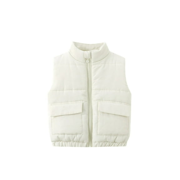 XIYON Girls Winter Vest Padded Quilted Sleeveless Jacket Warm Thickened Outerwear For Kids Toddler Casual Outfit Fashion