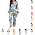 thumbnail image 1 of XIYON Halloween Pajamas Set for Women Pumpkin Ghost Print Long Sleeve Top and Long Pants Sleepwear 2 Piece Nightwear Comfort Loungewear for Festival Daily Wear, 1 of 4