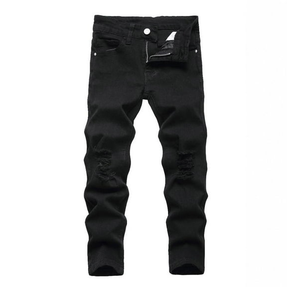 XIYON Jeans For Boys Distressed Jeans High Street Fashion Casual Long Pants For Kids Comfortable Stretch Denim Trousers Spring Autumn 6-7 Years