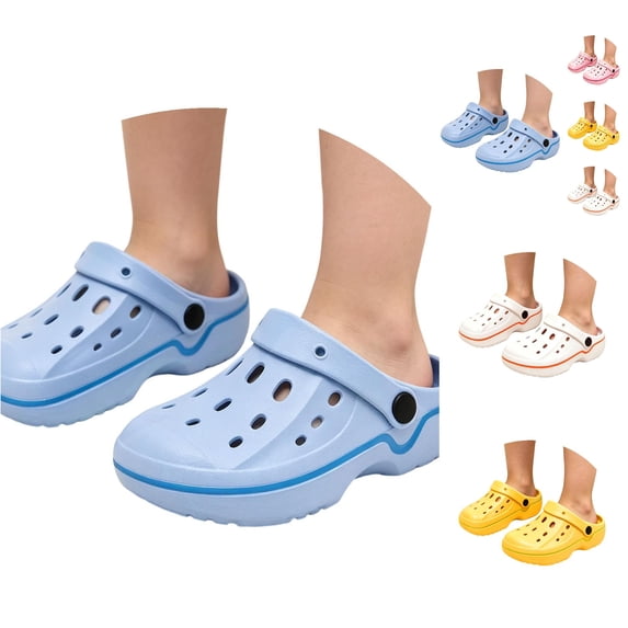 XIYON Kids Boys Girls Summer Slippers Soft Sole Non Slip Closed Toe Hollow Out Solid Color Lightweight Breathable Shoes For Casual Daily Wear,Blue,9-10 Years