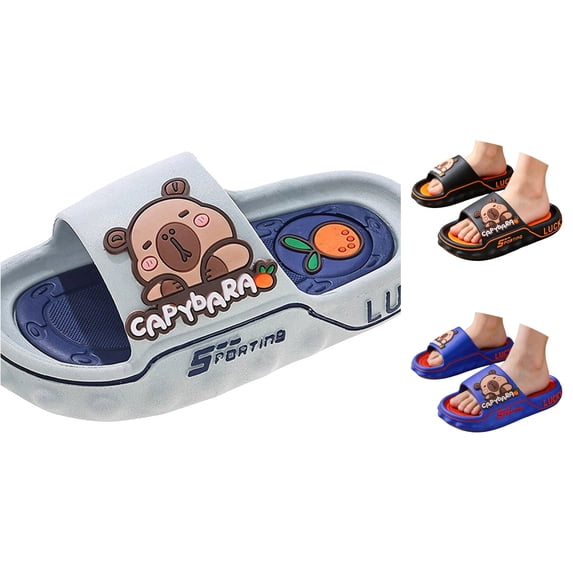 XIYON Kids Boys Summer Slippers Soft Sole Non Slip Open Toe Cartoon Design Lightweight Fashion Shoes For Indoor Outdoor Activities,Grey,5-5.5 Years