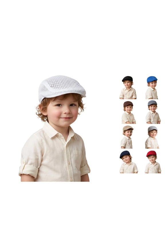 Kids Boys Summer Visor Hat Solid Color Adjustable Straps Breathable Lightweight Cap For Outdoor Activities,White,3-16 Years