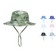 thumbnail image 1 of XIYON Kids Girls Boys Sun Hat With Adjustable Straps Print Wide Brim Upf 50+ Summer Lightweight Breathable Cap For Outdoor Activities,Army Green,S, 1 of 5