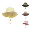 thumbnail image 1 of XIYON Kids Girls Boys Sun Hat With Adjustable Straps Solid Color Wide Brim Upf 50+ Summer Breathable Lightweight Cap For Outdoor Activities,Yellow,Xs, 1 of 4
