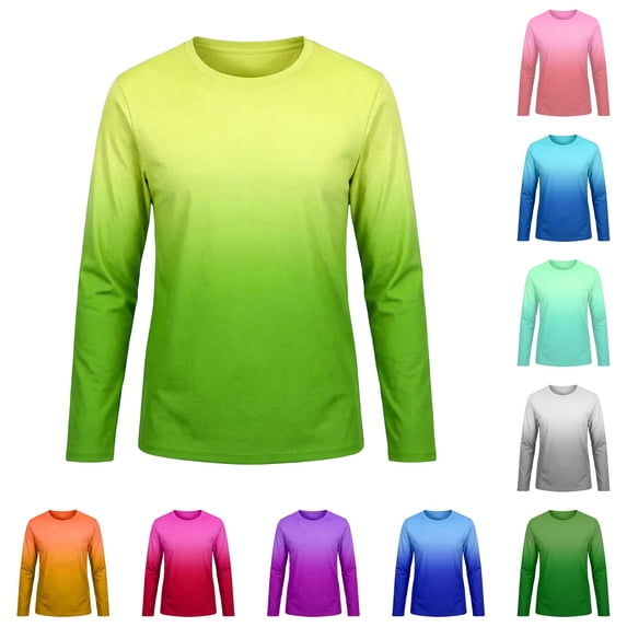 XIYON Kids Girls Boys Tankini Top Long Sleeve Round Neck Gradient Upf 50+ Sun Comfortable Shirts Beach Tee For Water Activities,Green,9-10 Years