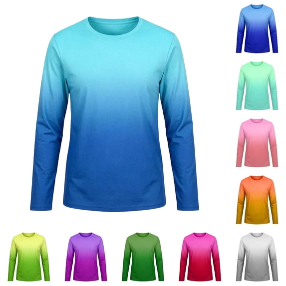 XIYON Kids Girls Boys Tankini Top Long Sleeve Round Neck Gradient Upf 50+ Sun Comfortable Shirts Beach Tee For Water Activities,Light Blue,9-10 Years