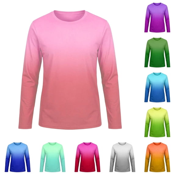 XIYON Kids Girls Boys Tankini Top Long Sleeve Round Neck Gradient Upf 50+ Sun Comfortable Shirts Beach Tee For Water Activities,Pink,3-4 Years
