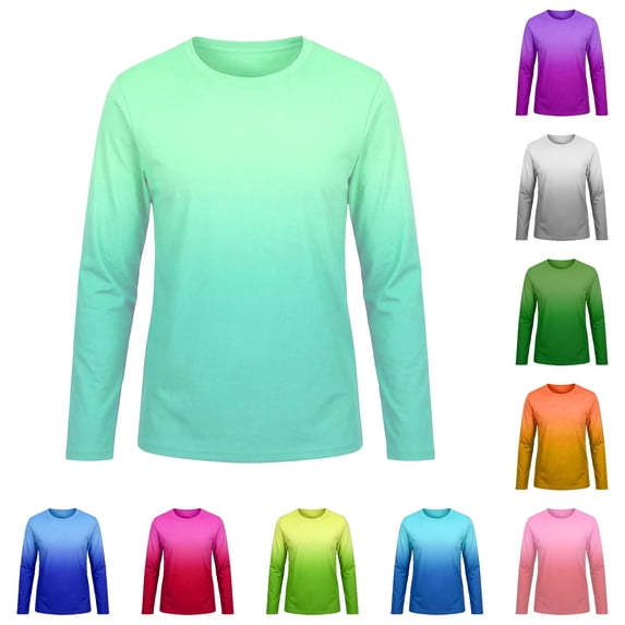 XIYON Kids Girls Boys Tankini Top Long Sleeve Round Neck Gradient Upf 50+ Sun Comfortable Shirts Beach Tee For Water Activities,Light Green,11-12 Years