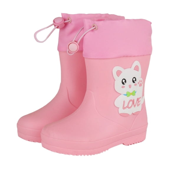 XIYON Kids Rain Boots Girls Kids Booties With Cute Bunny Dinosaur Design Removable Liner Soft Sole For Daily Wear Spring Fall 10.5-11 Years