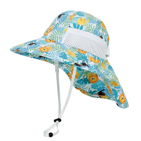 XIYON Kids Sun Hat For Boys Girls Cartoon Printed Unisex Summer Beach Hat Lightweight Adjustable Classic Outdoor