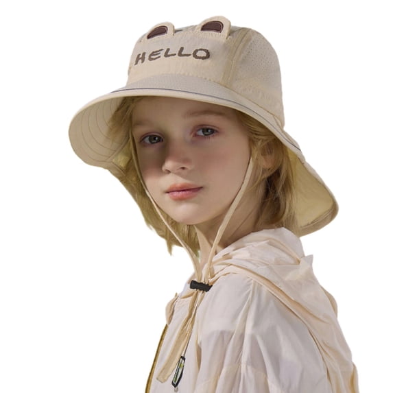 XIYON Kids Sun Hat With Neck Wide Brim Outdoor Adjustable Cap Tie Beach Summer Hat For Boys Girls Vacation Lightweight