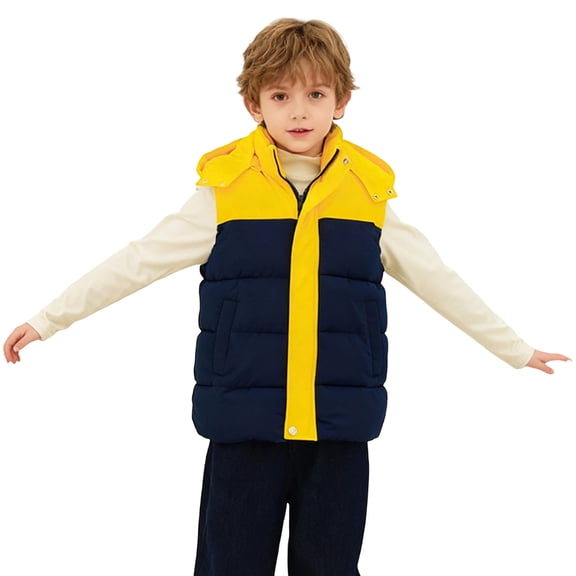 XIYON Kids Winter Coat Kids Girls Boys Sleeveless Winter Warm Lined Hooded Vest Coat Toddler Warm Padded Jackets Outerwear 5-6 Years