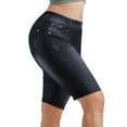 thumbnail image 1 of XIYON Leggings For Women Ladies Tight Fitting Fashionable Slim High Waist Elastic Imitation Denim Leggings Shorts Classics, 1 of 4