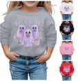 thumbnail image 1 of XIYON Little Girl Sweatshirt Halloween Cute Print Long Sleeve Crew Neck Sweatshirt Kids Soft Pullovers Top Clothes For Girls Hallowmas‌ 6-7 Years, 1 of 4