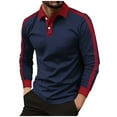 thumbnail image 1 of XIYON Long Sleeve Polo Shirts For Men Color Blocked Button Up Collar Sportswear With Design Shirt Classic Comfortable Polo Shirts For Men, 1 of 9