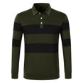 thumbnail image 1 of XIYON Long Sleeve Polo Shirts For Men Fall Winter Striped Lapel Casual Knitted Shirt Polo Shirt Classic Comfortable Shirts For Men, 1 of 9