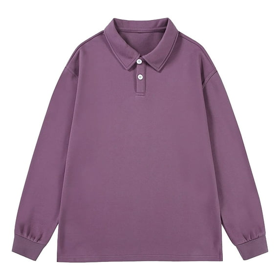 XIYON Long Sleeve Polo Shirts For Men Heavy Solid Color Loose Lapel Shirt Assorted Coat Classic Comfortable Mens Shirts