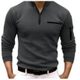 thumbnail image 1 of XIYON Long Sleeve Polo Shirts For Men Male Shirt Quarter Zip Work Daily Wear Fashion Comfortable Plain Pocket Regular Fit Top Classic Shirts For Men, 1 of 4